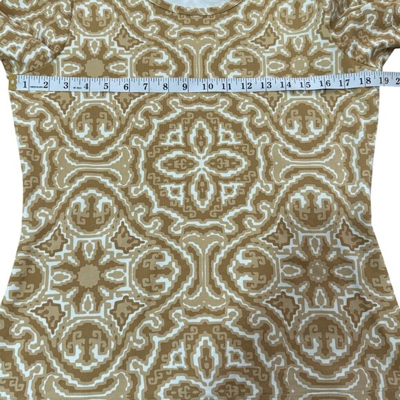 J. McLaughlin Womens Top Catalina Cloth Beige White Geometric 3/4 Sleeve Size M - Picture 5 of 8